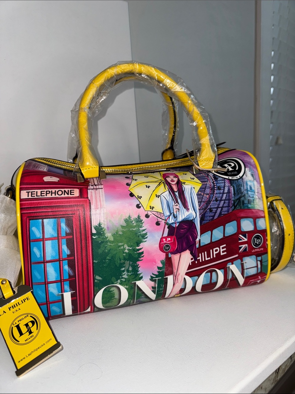 La Philipe "Umbrella In London" Satchel Weekend Travel Bag